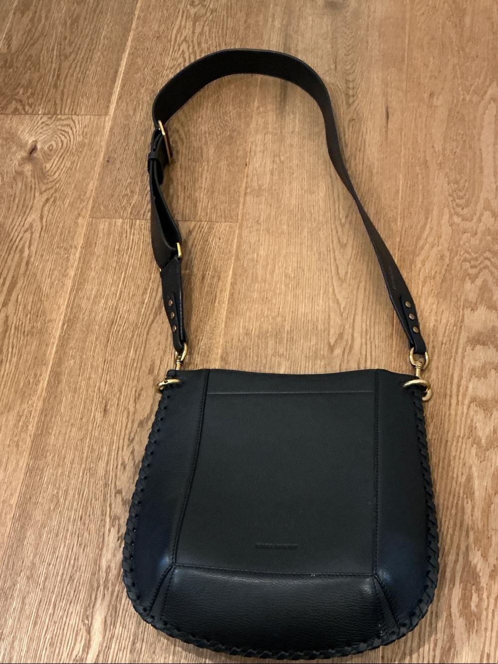Isabel Marant Black Leather Crossbody Bag with Gold Hardware